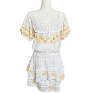 LoveShackFancy Margarita Embroidered Crochet Size XS 100% Cotton Puffy Sleeve